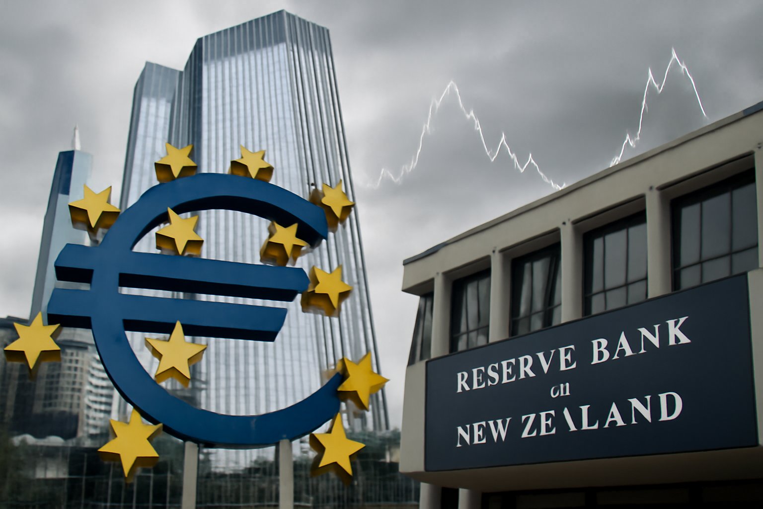 "ECB officials maintain steady interest rates as New Zealand seeks monetary easing and experiences currency decline"